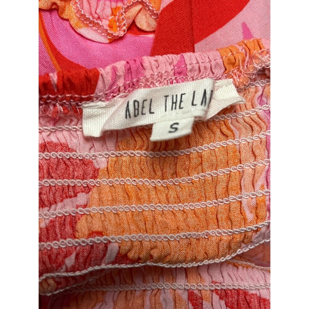 Abel The Label Rumi Strapless Smocked Maxi Dress Orange Floral Women's Small - Picture 6 of 7